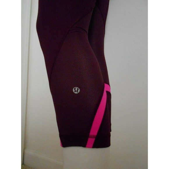 Lululemon Crop Leggings Activewear Yoga Pants Women's size 4 XS Burgundy Plum - Picture 4 of 7